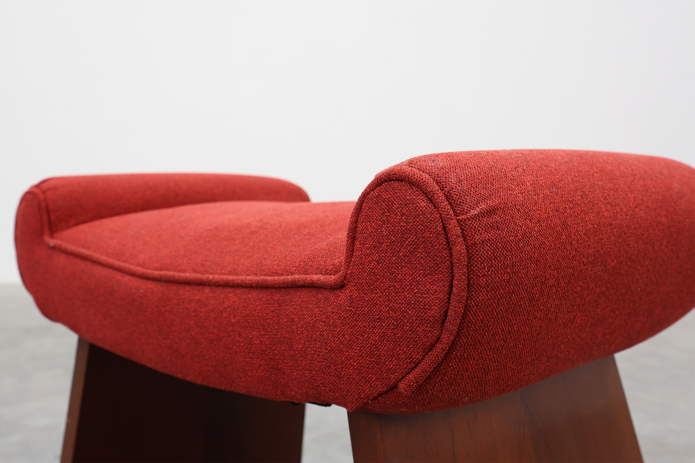 Art Deco Red Reupholstered Stool, Belgium ca. 1920 thumbnail